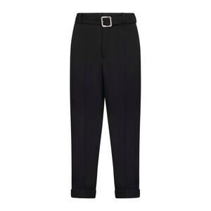 Jil Sander Men Black Wool Gabardine Belted Trousers